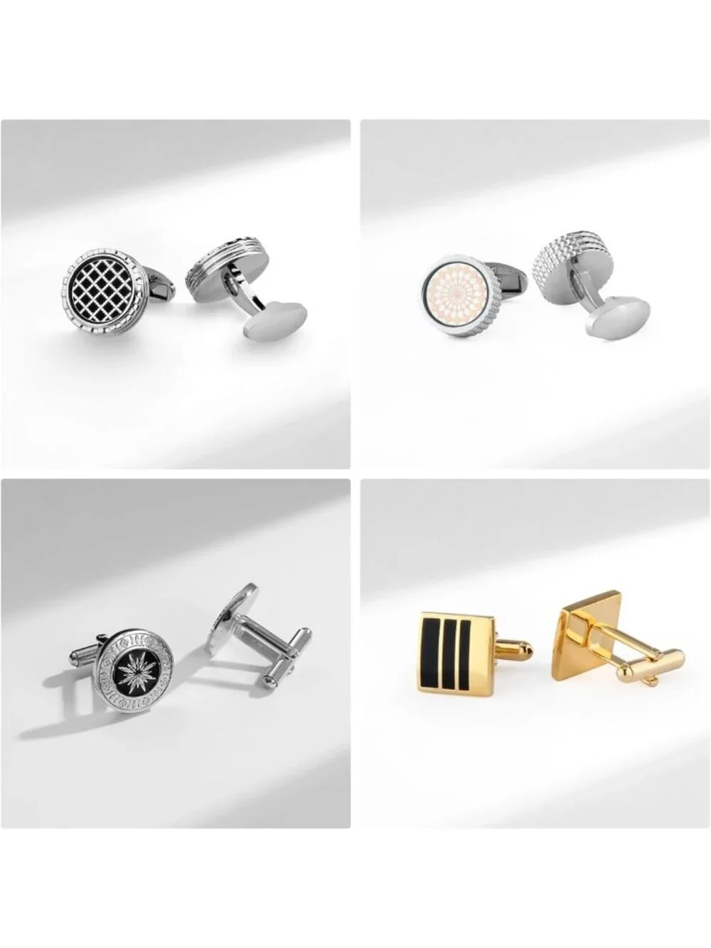 Men's Cufflinks Set - 12 Pack Elegant Jewelry Gift for Shirts, Stylish Case